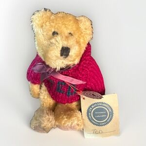 1990 Vintage Boyds Bears TED Stuffed‎ Plush Red Sweater Jointed w Tags